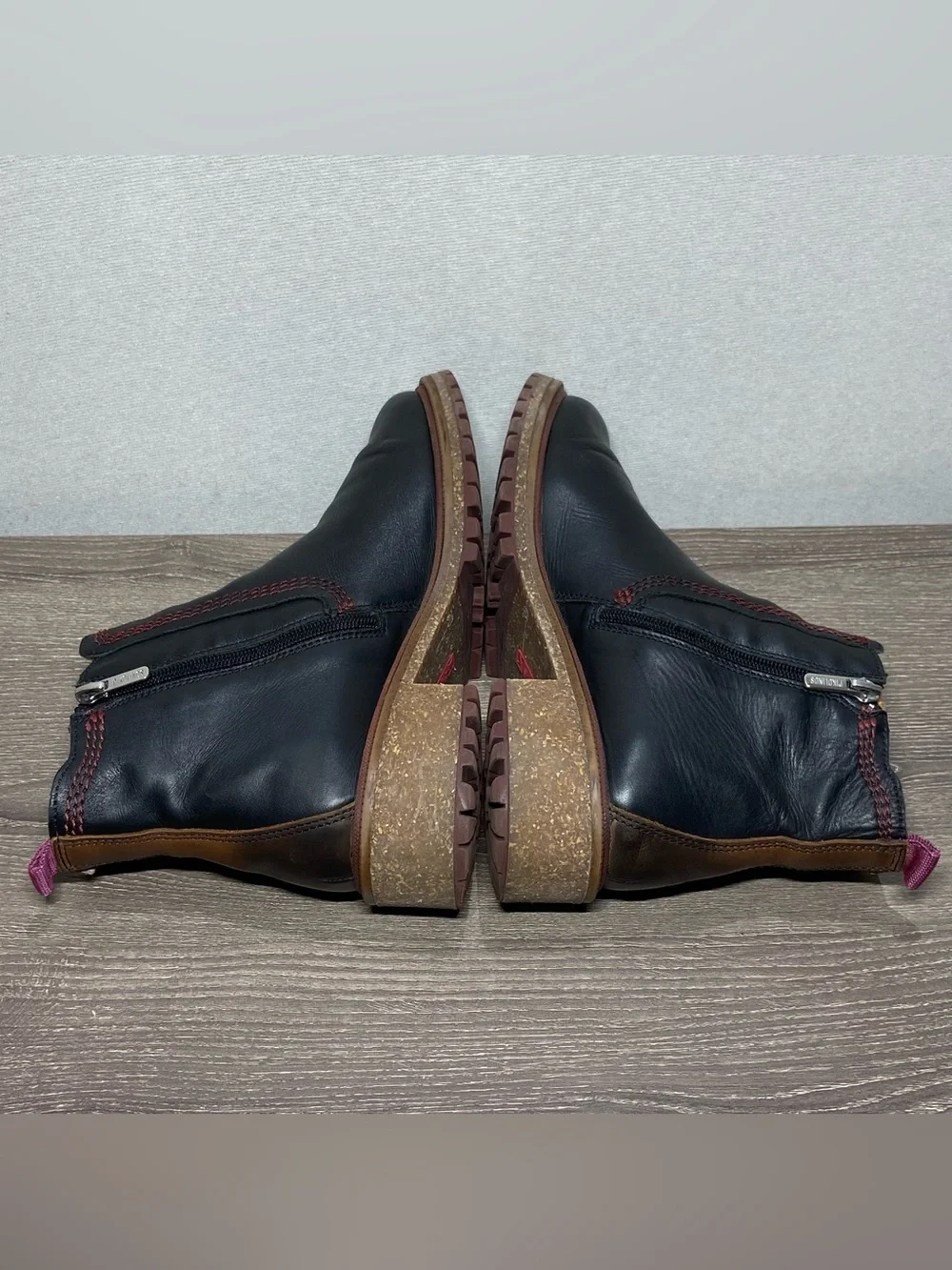 PIKOLINOS Aspe Black Leather Ankle Side Zip Boots Size 9 EUR 39 Made In Spain